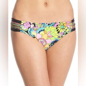 NWT Trina Turk Monaco Shirred Bikini Black Multi- Size 4